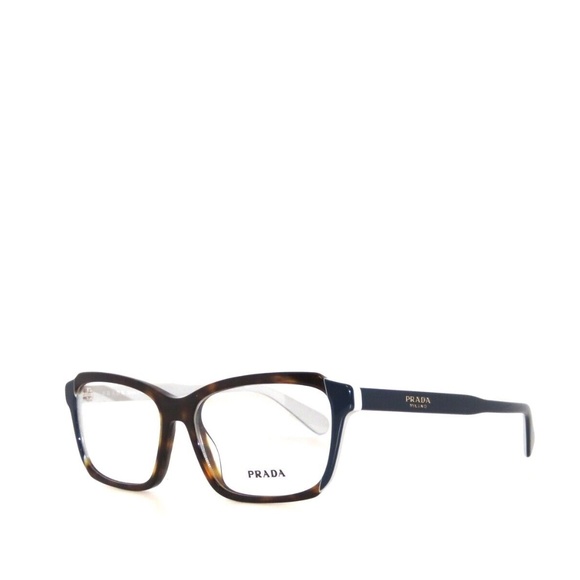 Prada 01VV 01 W3C-1O1 53 Havana Blue Gray Eyeglasses PR01VV